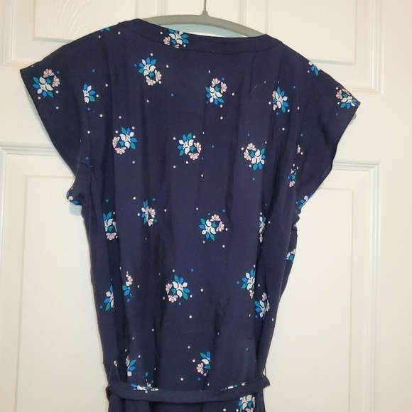 Loft Outlet Blue Button Up Dress w/tie Sz 12P - Picture 6 of 10